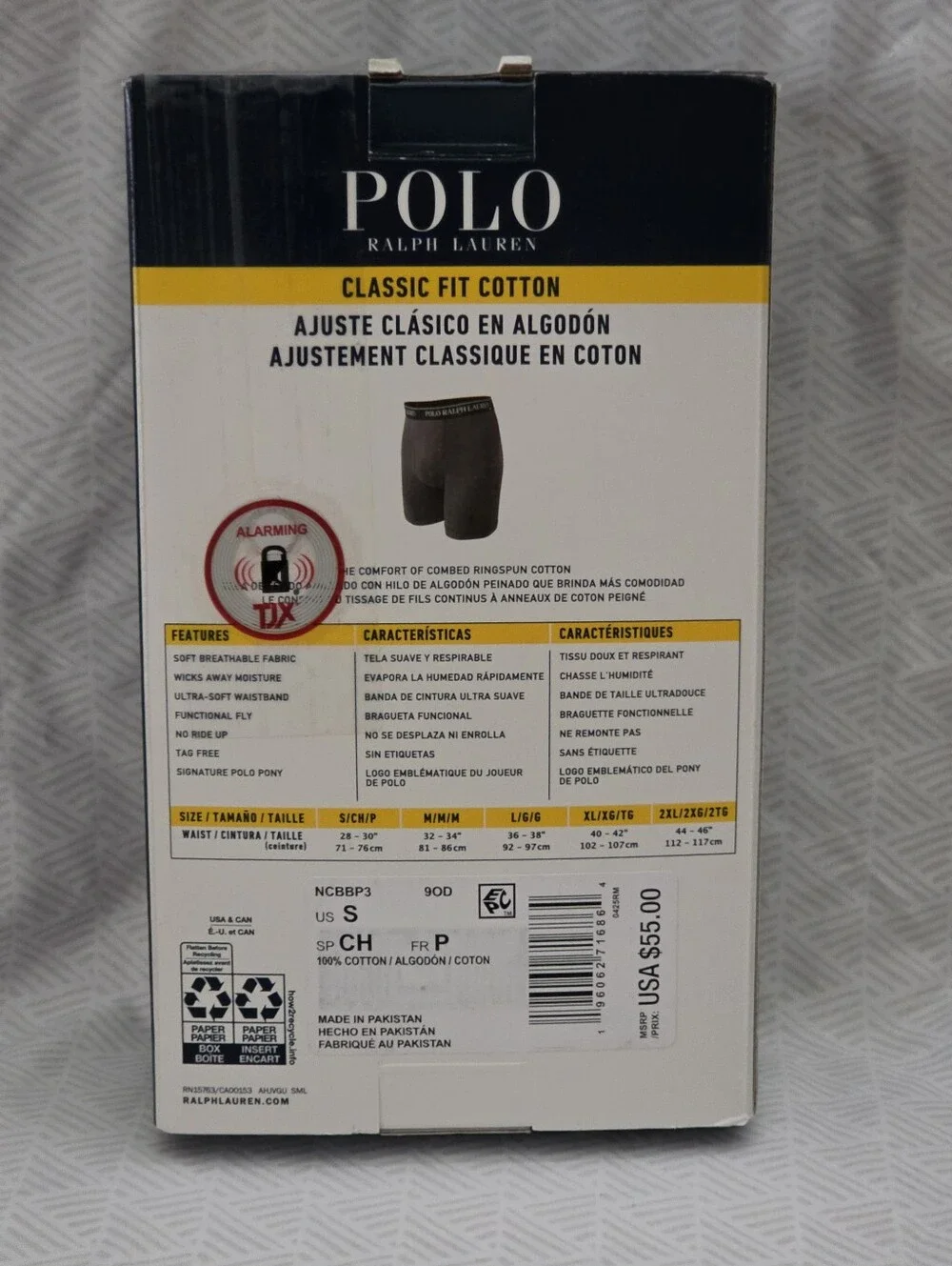 NWT Polo by Ralph Lauren Men's Gray Classic Fit Cotton Boxer Briefs - 3 Pack